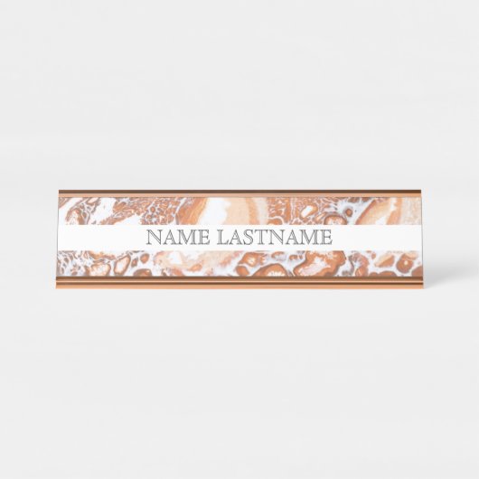 サンゴエレガント白大理石プロフェッショナル デスクネームプレート (正面)