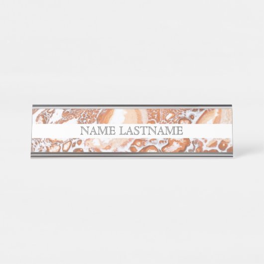 サンゴエレガント白大理石プロフェッショナル デスクネームプレート (正面)