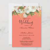 サンゴエレガント白金ゴールドグリーン結婚フローラ 招待状 (正面)