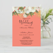 サンゴエレガント白金ゴールドグリーン結婚フローラ 招待状 (スタンド正面)