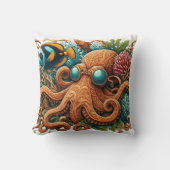 サンゴカラフル礁と魚の間のタコ クッション (正面)