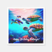 サンゴカラフル礁のウミガメ スタンダードカクテルナプキン (正面)