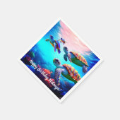 サンゴカラフル礁のウミガメ スタンダードカクテルナプキン (角)