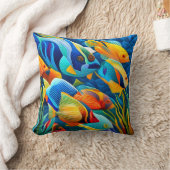 サンゴカラフル礁の外来熱帯魚 クッション (ブランケット)