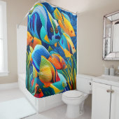 サンゴカラフル礁の外来熱帯魚 シャワーカーテン (インサイチュ)