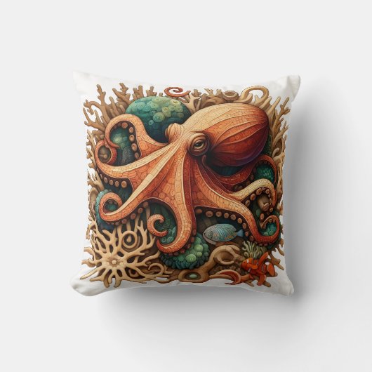 サンゴカラフル礁の生息地の中のタコ クッション (正面)