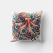 サンゴカラフル礁の生鮮やかき物の中のタコ クッション (裏面)