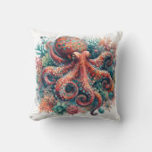 サンゴカラフル礁の生鮮やかき物の中のタコ クッション (正面)