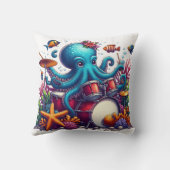 サンゴカラフル礁の間でタコを叩く クッション (裏面)