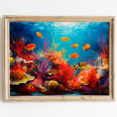 サンゴカラフル礁デジタルオイル塗装 ポスター