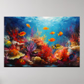 サンゴカラフル礁デジタルオイル塗装 ポスター (正面)