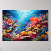 サンゴカラフル礁デジタルオイル塗装 ポスター (正面)