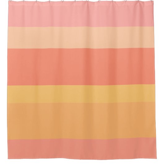 サンゴカラーズシックサーモンピーチクリームストライプズ シャワーカーテン (正面)