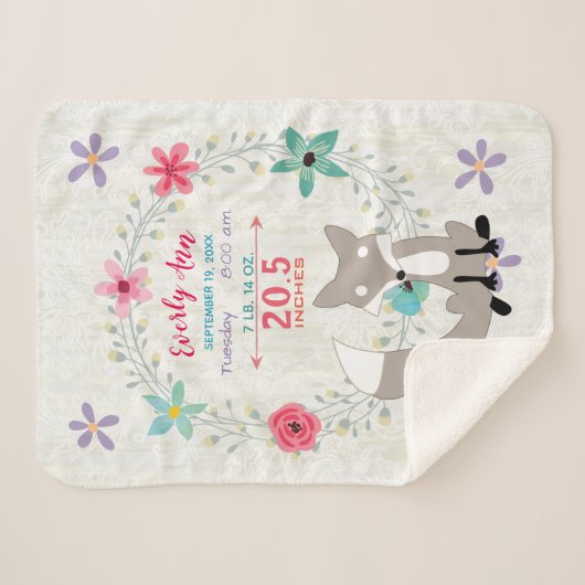 サンゴキツネベビーガール統計ウォーターカラーリース シェルパブランケット (正面(横))