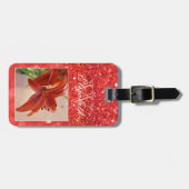 サンゴグリッターイニシャルモノグラムカスタムリリー写真 ラゲッジタグ (正面横)