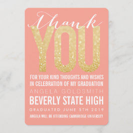サンゴグリッタータイポグラフィ卒業サンキューカード サンキューカード