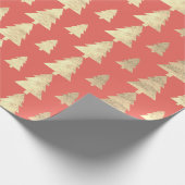 サンゴコテージ金ゴールド赤面クリスマスツリーキャンディクラフ ラッピングペーパー (角)