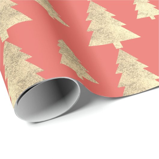 サンゴコテージ金ゴールド赤面クリスマスツリーキャンディクラフ ラッピングペーパー (ロールコーナー)