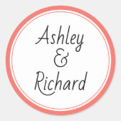 サンゴシンプルの生エレガントきている名前結婚と名前 ラウンドシール (正面)