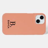 サンゴシンプルピンクのミニマリスト・モノグラム Case-Mate iPhoneケース (裏面 (横))