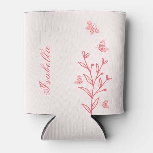 サンゴシンプルピンク植物缶クーラー 缶クーラー (正面)