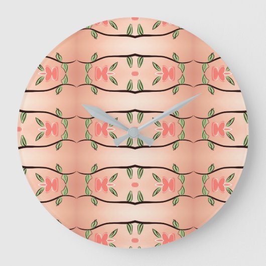 サンゴスタイリッシュとインクイーブラック付き時計 ラージ壁時計 (正面)