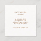 サンゴスタイリッシュ金ゴールド手描き花柄 スクエア名刺 (裏面)