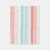 サンゴストライプとターコイズの夏 フリースブランケット (正面)