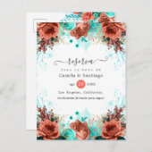 サンゴスペインのとターコイズフローラ結婚ズ 案内ポストカード (正面/裏面)