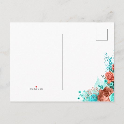 サンゴスペインのとターコイズフローラ結婚ズ 案内ポストカード (裏面)