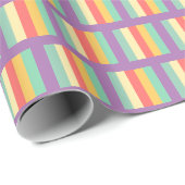 サンゴターコイズイエローパープルストライプズ ラッピングペーパー (ロールコーナー)