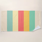 サンゴターコイズイエローベージュストライプズ ビーチタオル (正面)