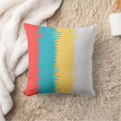サンゴターコイズイエローホワイトストライプズ クッション (ブランケット)