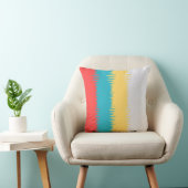 サンゴターコイズイエローホワイトストライプズ クッション (椅子)