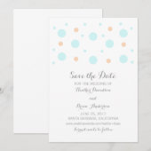 サンゴターコイズ紙吹雪保存日付招待状 セーブザデート (正面/裏面)