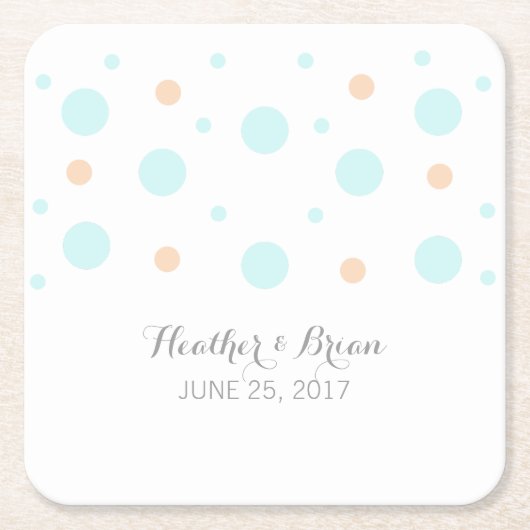 サンゴターコイズ紙吹雪紙コースター スクエアペーパーコースター (正面)