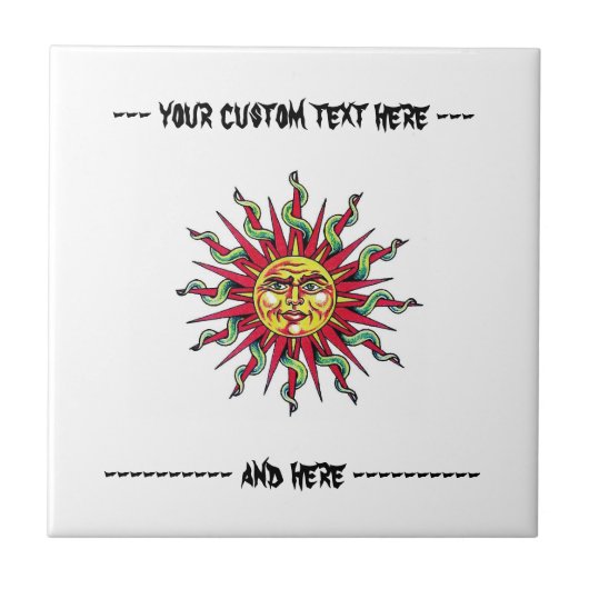 サンゴッドクール顔の頭を表す漫画のタトゥー タイル (正面)