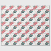 サンゴティール(緑がかった色)プオーニー金ゴールド幾何結婚体 ラッピングペーパー (フラット)