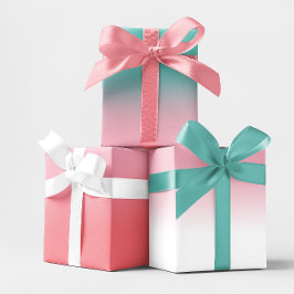 サンゴティール（緑がかった色）ホワイトとライトピンクのミッグラデーションクス ラッピングペーパーシート