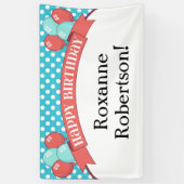 サンゴティール（緑がかった色）水玉模様バルーン誕生日バナー 横断幕 (縦)