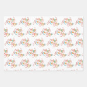 サンゴティール（緑がかった色）金ゴールドグリッターオーディアハッピーニューイヤー ラッピングペーパーシート (正面2)