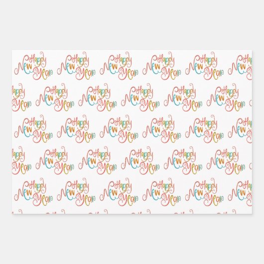 サンゴティール(緑がかった色)金ゴールドグリッターオーディアハッピーニューイヤー ラッピングペーパーシート (正面2)