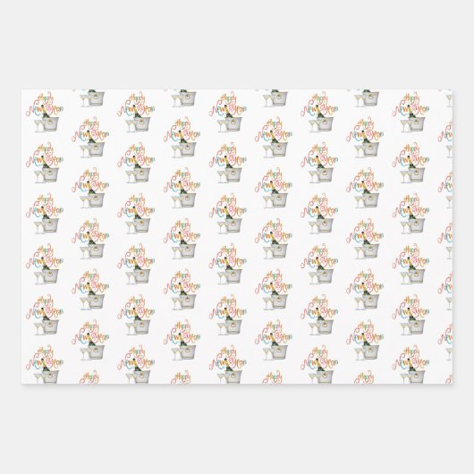 サンゴティール(緑がかった色)金ゴールドグリッターオーディアハッピーニューイヤー ラッピングペーパーシート (正面)