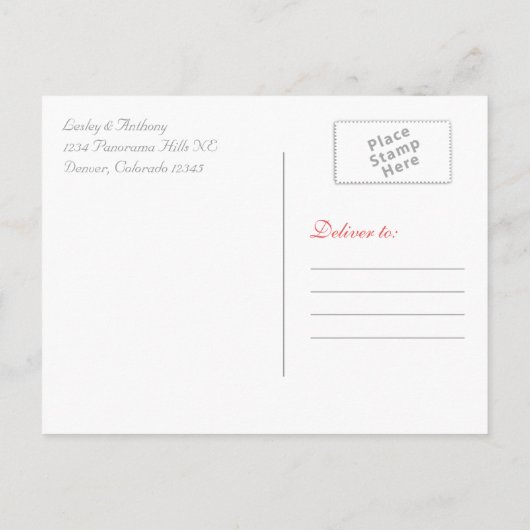 サンゴデイジーグレーダマスクウェディング日付を保存 案内ポストカード (裏面)