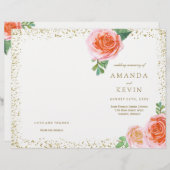 サンゴバラと金ゴールドグリッター結婚式 プログラム (正面/裏面)