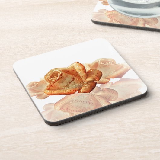 サンゴバラの花と楽譜 コースター (左側)