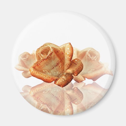 サンゴバラの花と楽譜 マグネット (正面)