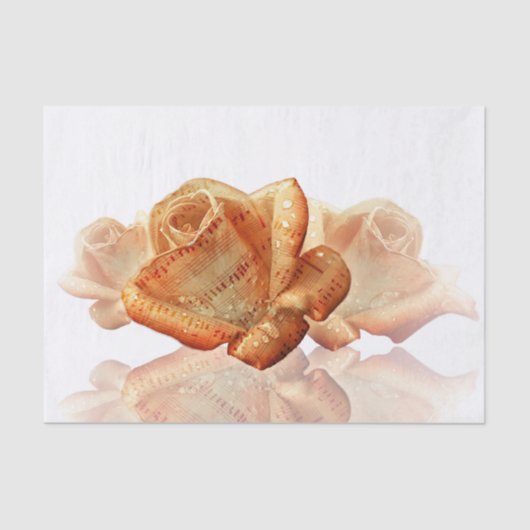 サンゴバラの花と楽譜 薄葉紙 (正面)