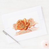 サンゴバラの花と楽譜 長方形シール (封筒)