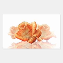 サンゴバラの花と楽譜 長方形シール